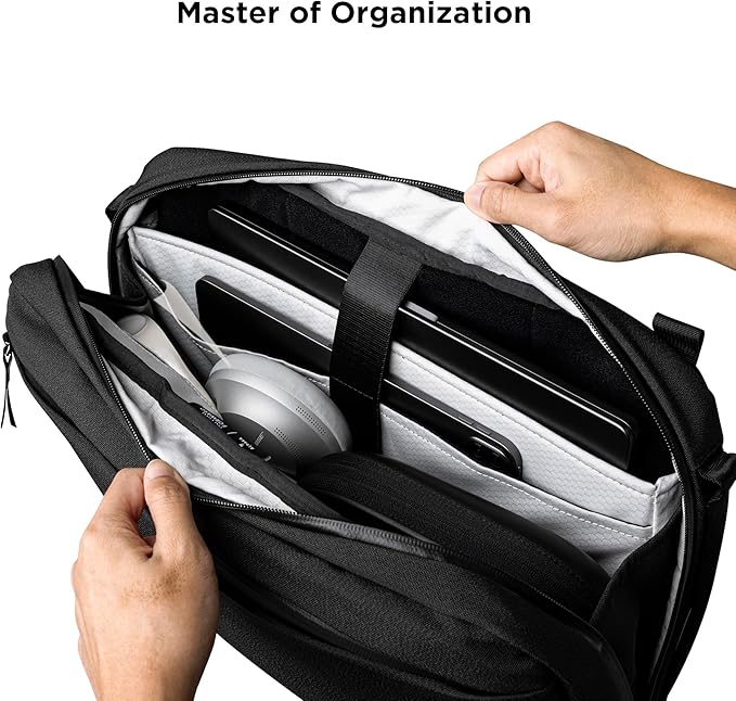 ALPAKA Elements Tech Brief Pro 12L -3-in-1 Recycled Fabric Laptop Briefcase Backpack for 16" Laptop, Anti-Theft Secure with Luggage Pass-Through, Water-Resistant, Fits Tech & Business Essentials,Black