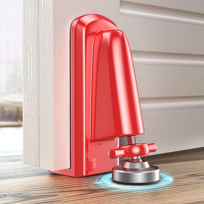 Door Stoppers Security - Portable Door Jammer for Travel Security Anti Theft, Apartment Hotel Door Lock - Protection for Homeowner and Children, Lockdown Device for Women Safety Self Defense (Red)