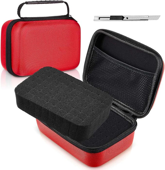 EVA Hard Case with Customizable Foam Protective EVA Carrying Case Shockproof Outdoor for Camera, Digital Products, Electronic Instruments with Knife(Red,11 x 7.8 x 4.3 Inch)