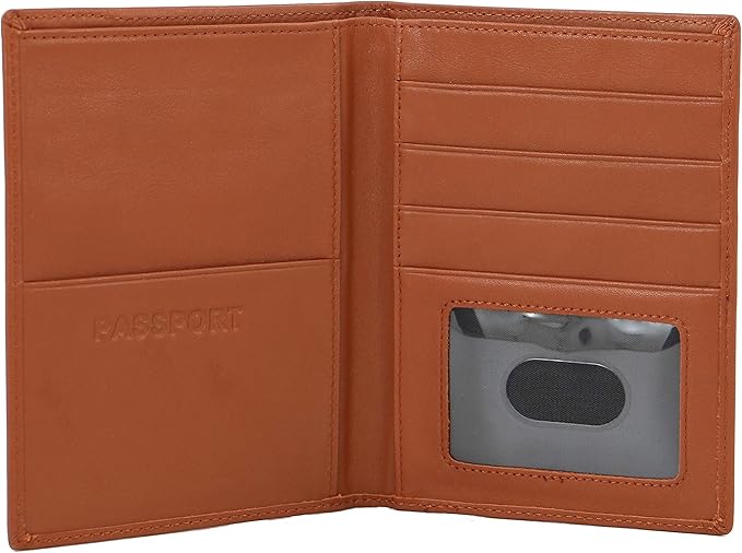 Passport Light Brown Sheep Leather Unisex Wallet Executive Boarding Pass Holder