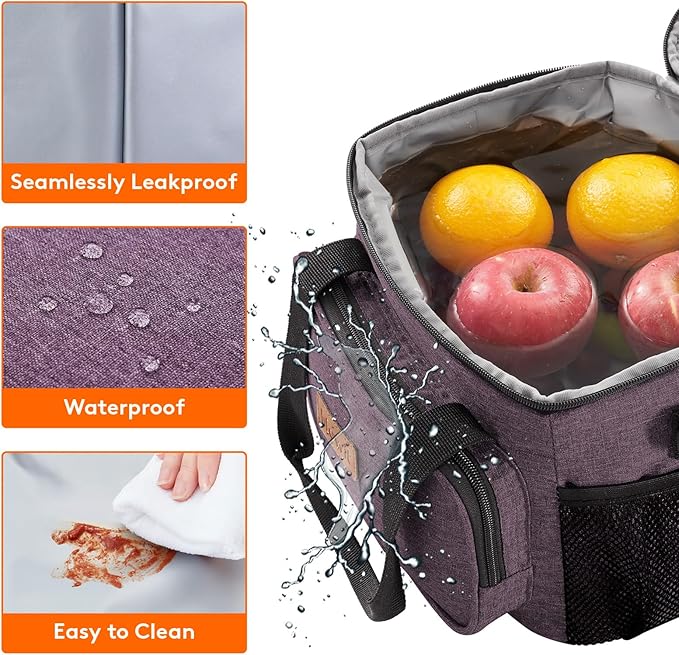 Lifewit Medium Lunch Bag Insulated Lunch Box Soft Cooler Cooling Tote for Adult Men Women, Purple 12-Can (9L)