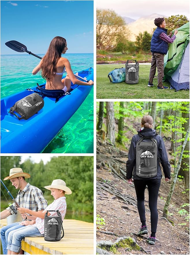 HEETA Dry Bag Waterproof for Women Men, 5L/10L/20L/30L/40L Roll Top Lightweight Dry Storage Bag Backpack with Phone Case for Travel Swimming Boating Kayaking Paddle Board Camping Beach Accessories