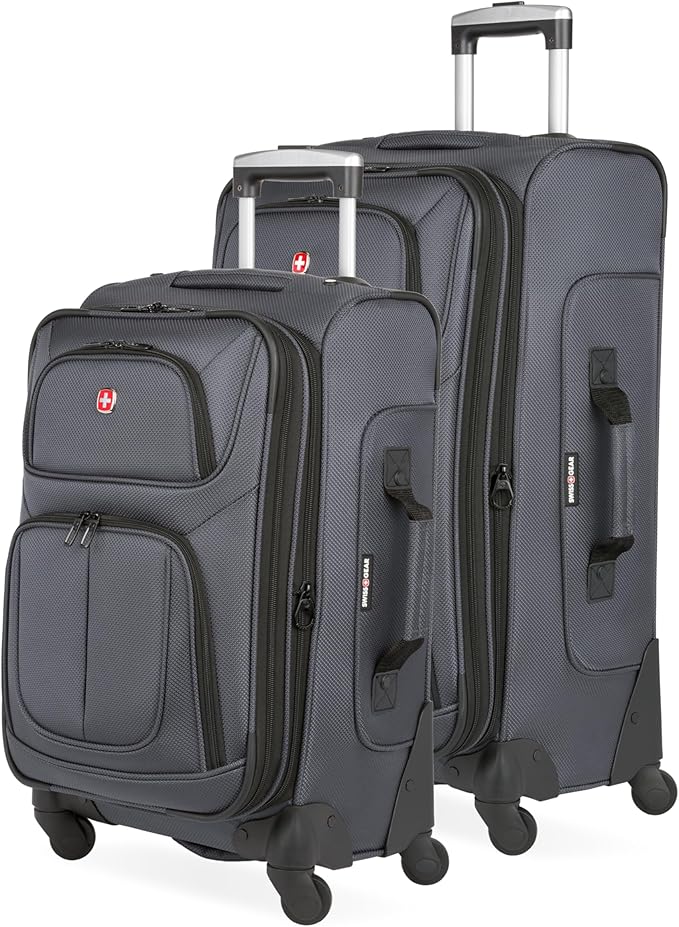 SwissGear Sion Softside Expandable Luggage, Dark Grey, 2-Piece Set (21/25)