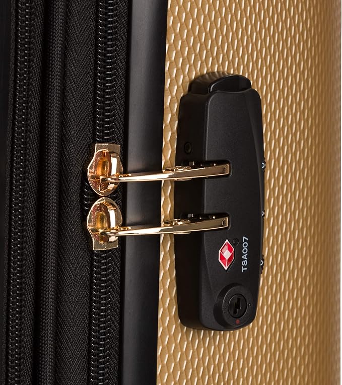 SwissGear 7272 Energie Expandable Hardside Luggage with Spinner Wheels and TSA Lock, Gold, Checked-Medium 24-Inch