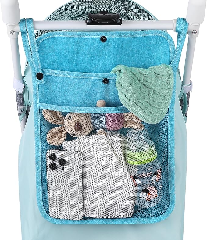 Accmor Universal Stroller Organizer, Mesh Bag Fits for Uppababy, Nuna, Britax, Doona Strollers, Non-Slip Adjustable Stroller Mesh Cargo Net Storage Caddy Accessories
