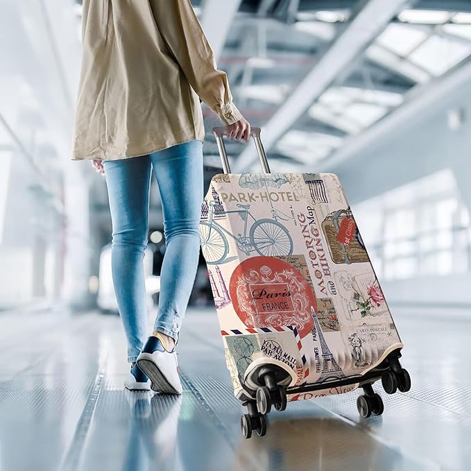 Travel Luggage Cover Suitcase Protector Fits 18-32 Inch Wheel Covers PatternedTravel Related Items Flower Luggage Protector Elastic M
