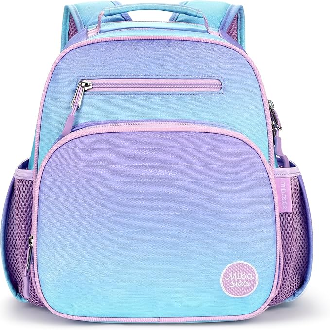 mibasies Toddler Backpack for Girls 2-4: Cute Kids Backpacks for Girls - Preschool Kindergarten Backpack - Glitter Gradient Purple