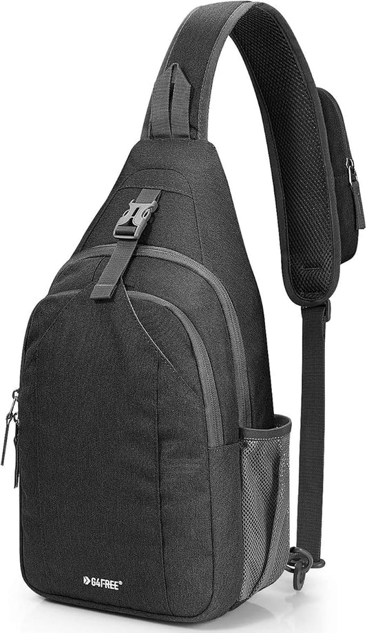 G4Free Sling Bag RFID Blocking Sling Backpack Crossbody Chest Bag Daypack for Hiking Travel(Black)