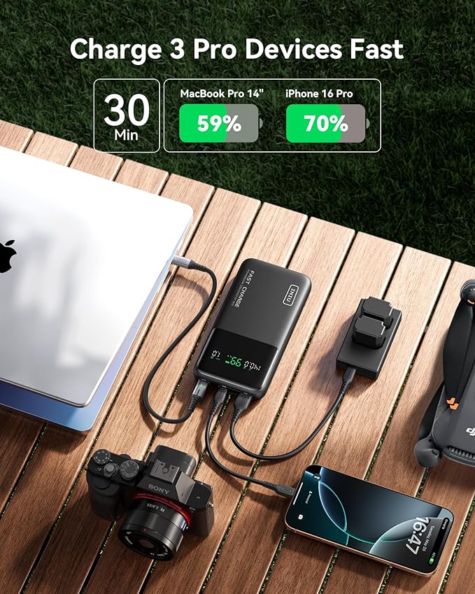 INIU 140W Power Bank, 27000mAh High Capacity Laptop Portable Charger, USB C in&Out Tablet Powerbank, Digital Display Phone Charger, Travel Charger Compatible with iPhone 16, iPad, MacBook, Laptop etc.