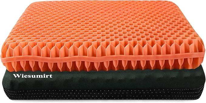 Plus Size Gel Seat Cushion for Long Sitting, Extra Large and Thick, Seat Cushion for Back, Sciatica, Hip, Tailbone Pain Relief , Used for the Office, Wheelchair, Car, Truck, Recliner, Stadium.(Orange)