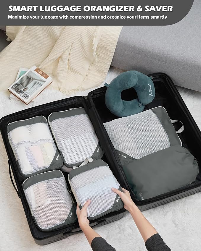 Compression Packing Cubes, Gonex Extensible Storage Mesh Bags Organizers