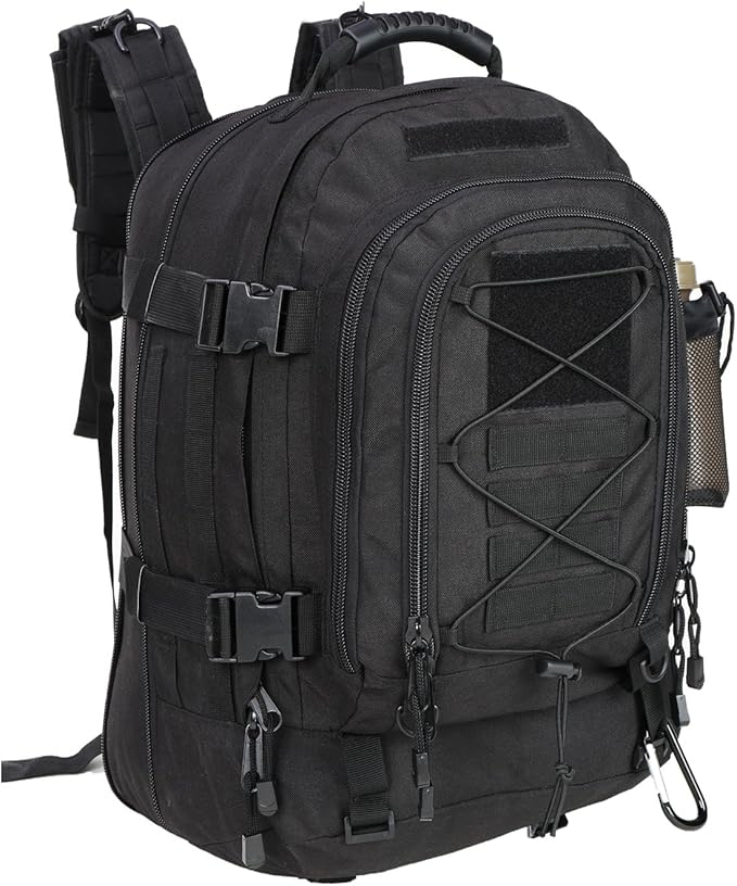 Large Tactical Backpack for Men Military Backpack with DIY System for Travel, Work,Camping,Hunting,Hiking,Sports (BLACK)