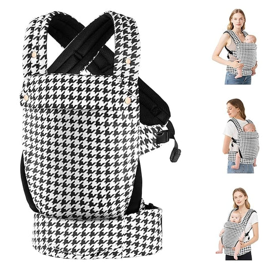 Baby Carrier Newborn to Toddler- Ergonomic,Cozy and Lightweight Infant Carrier for 7-40lbs,3 Carry Positions Newborn Carrier,Black Houndstooth