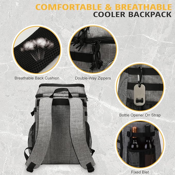 Tactical Backpack Cooler, 25L Cooler Backpack Insulated Leak-Proof, Heavy Duty Large Lunch Backpack, Waterproof Ice Chest Backpack for Men Women Adults Work Daytrip Camping Beach Hiking Accessories