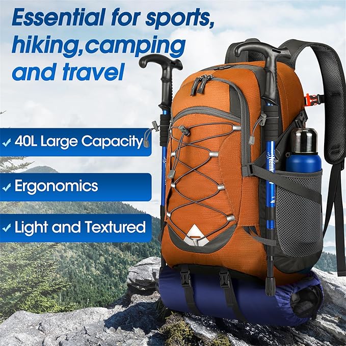 IGOLUMON Hiking Backpack 40L Packable Lightweight Camping Backpack Men Women Waterproof Hiking Daypack Outdoor Travel Daypack