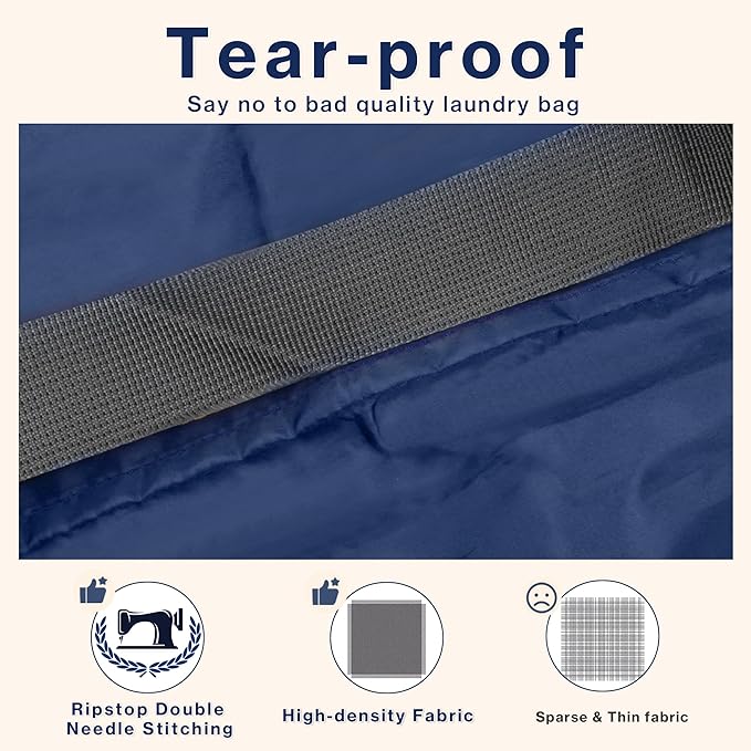 2-Pack Backpack Laundry Bags, Heavy Duty Laundry Bag Backpacks with Adjustable Shoulder Straps, Door Hanging Washing Bag, Laundry Hamper Lining for College Dorm, Travel, Laundromat
