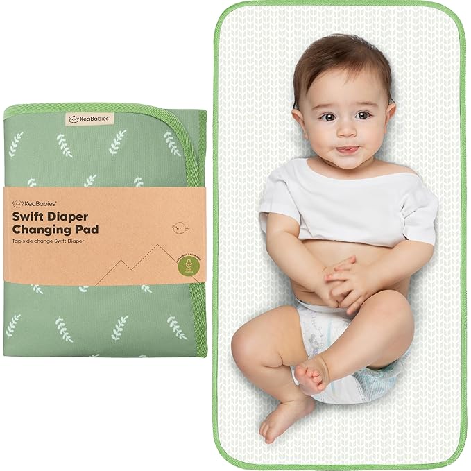 KeaBabies Portable Diaper Changing Pad, Easy Wipe Clean - Foldable Waterproof Baby Changing Mat for Diaper Bag, Compact, Lightweight, 25x13 Baby Changer Travel Essential, Machine Washable (Acacia)