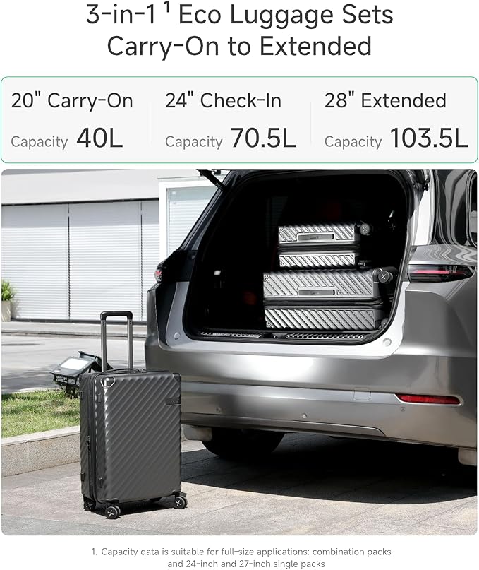 LUGGEX Luggage with Spinner Wheels, Polycarbonate Expandable Hard Shell Suitcase