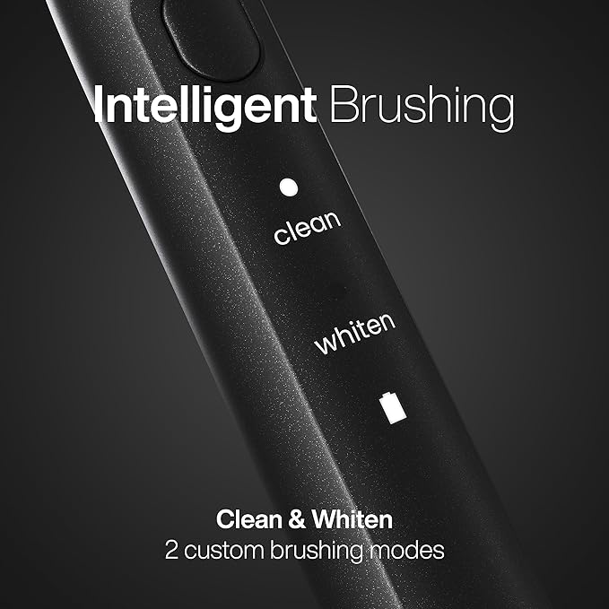 Aquasonic Icon ADA-Accepted Rechargeable Toothbrush | Magnetic Holder & Slim Travel Case | 2 Brushing Modes & Smart Timers | Gentle Micro-Vibrations(Onyx)