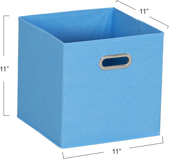 Household Essentials, Light Blue 6 Pack Fabric Storage Bins with Handle