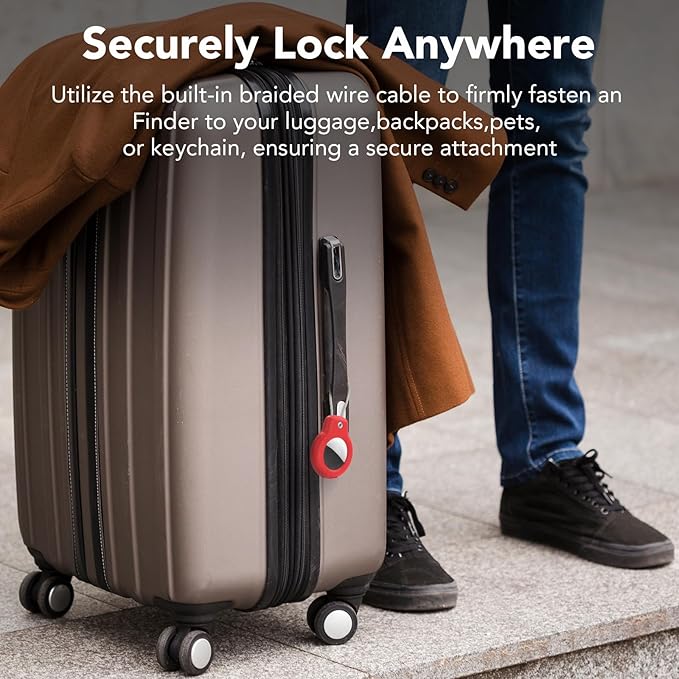 SPGUARD for AirTag Holder Case with Keychain, Air Tags-4 Pack for Apple Air Tag Holder with Wire Cable Lock Key Ring Chain Air Tagholder Accessories for GPS Item Tracker Kids,Keys,Luggage