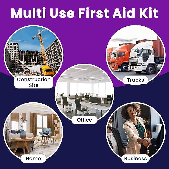50 Person OSHA Compliant First Aid Kit for Businesses, Vehicles, Trucks, Construction Site - Type III, ANSI Class A Emergency Kit - 197 Piece Essential First Aid Supplies