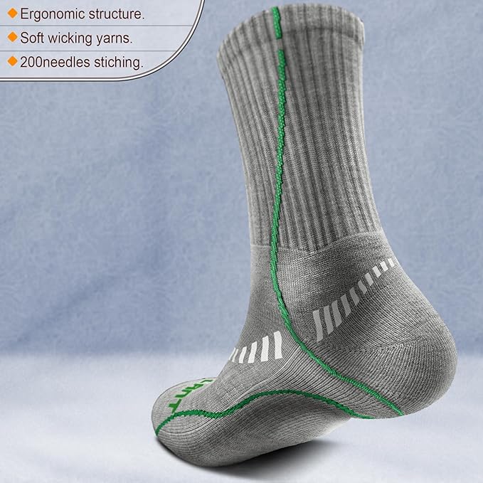 BULLIANT Compression Socks for Men 6Pairs, Athletic Crew Socks Cushioned For Men Sports Running-Arch Support