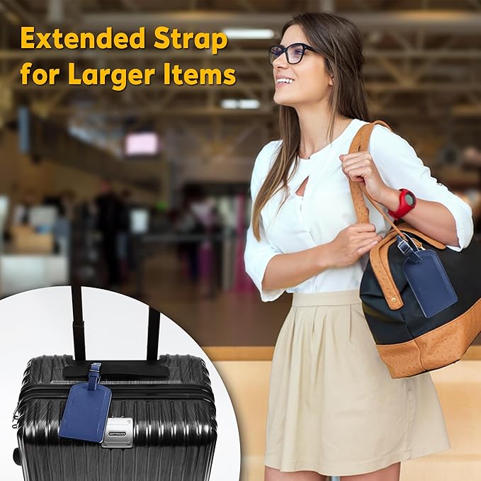 3 Pack Luggage Tags for Suitcases, TSA Approved Bag Tags, Baggage Tags with Privacy Protection, Travel Essentials Luggage Accessories, Dark Blue