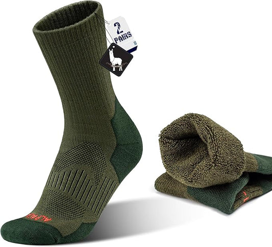 Alpaca Wool Hunting Socks 2 pairs for Men Women, Thermal Warm Compression Thick Winter Cushioned Hiking Boot Moisture Wicking