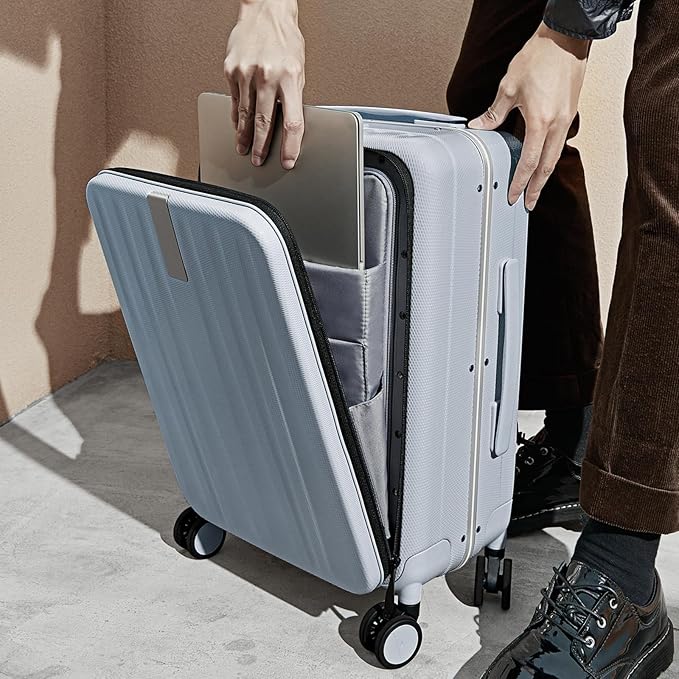 Hanke 20 Inch Carry On Luggage Hard Shell Suitcases with Wheels Luggage Suitcase Travel Luggage for Women Men Rolling Luggage Bags for Business Trip Weekender-Grey