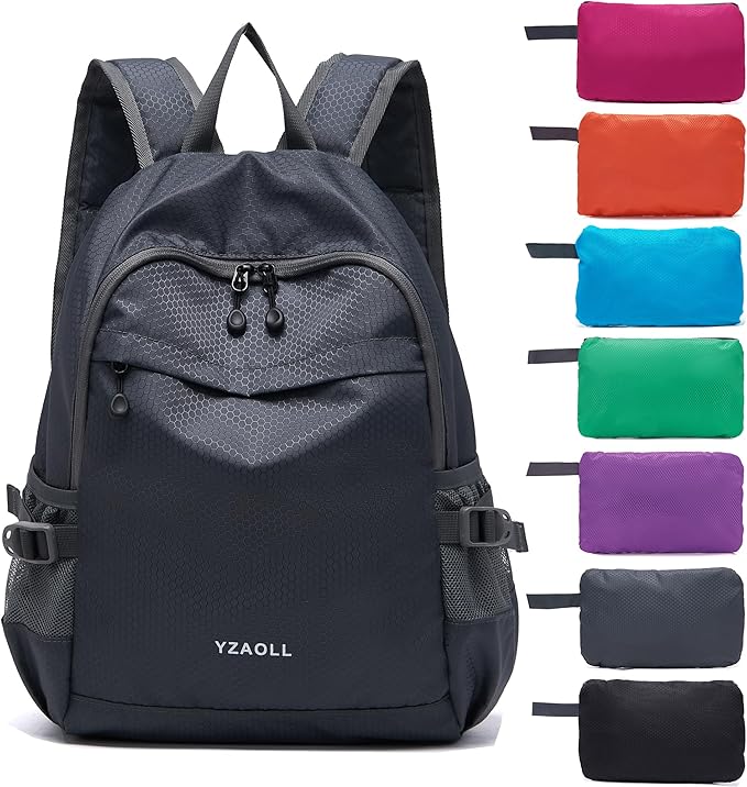 YZAOLL Small Lightweight Packable Hiking Backpack, 20L Hiking Backpack Day Pack for Women Men Travel Camping Vacation,Gray