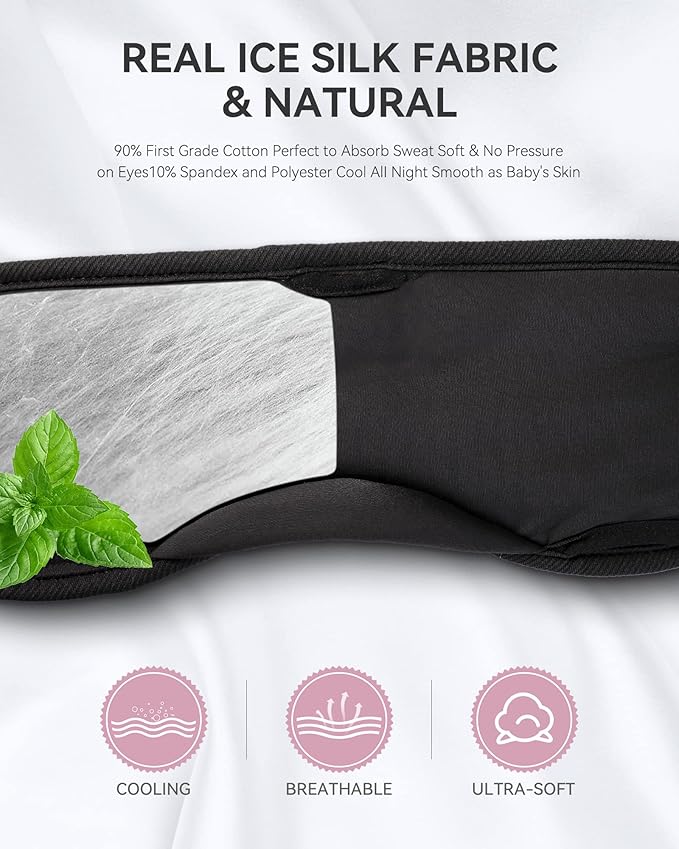 MUSICOZY Bluetooth 5.4 Sleep Headphones Eye Mask, Breathable Sleeping Headband Headphones with Wireless Earbuds Earphones for Side Sleepers Mom Women Cool Tech Unique Gifts Gadget