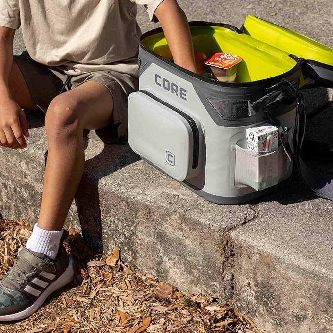 CORE Magnetic Leak Proof Soft Cooler with Waterproof Zipper | Insulated Bag Portable Ice Chest Box | Best Soft Cooler for Food & Beverages for Tailgating, Car Camping, Travel, and Family Beach Picnics