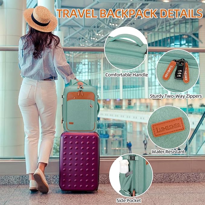 Travel Laptop Backpack,42L Carry on Luggage, Flight Approved Expandable Backpack,Business Anti Theft Weekender Bags for Women Men, Water Resistant Expandable Backpacks With 4 Packing Cubes