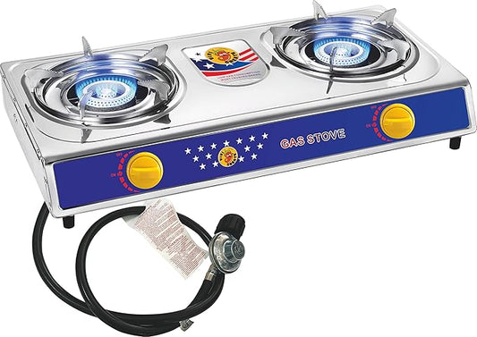 Vivicreate 2 Burner Propane Gas Stove Outdoor Cooking Portable Double Burner Propane Cooktop Burners for Camping BBQ Patio Frying Fogon Estufa Portatil Parrillas de Gas