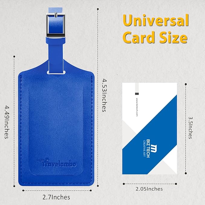 Travelambo Luggage Tags for Suitcases PU Leather Travel Tags Bag Tags Privacy Protection Travel Essentials