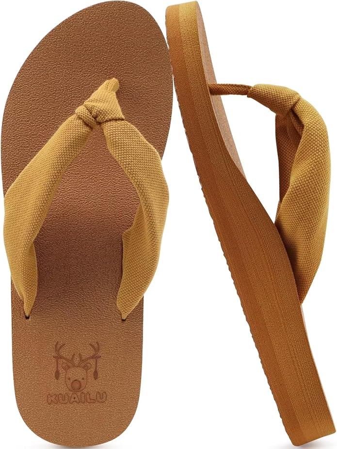 KuaiLu Flip Flops for Women with Arch Support Yoga Mat Comfortable Summer Beach Walking Thong Cushion Sandals Slip On Indoor Outdoor
