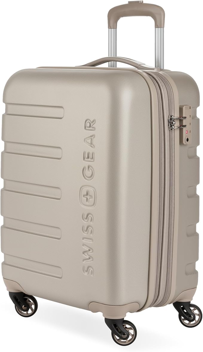 SwissGear 7366 Hardside Expandable Luggage with Spinner Wheels, Sand, Carry-On 19-Inch
