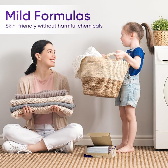 Lavender Laundry Detergent Sheets Travel Eco-friendly 300 Loads Fisroa Clothes Washing Detergent Sheets Plastic-Free Washer Strips Liquidless Laundry Strips Tablet