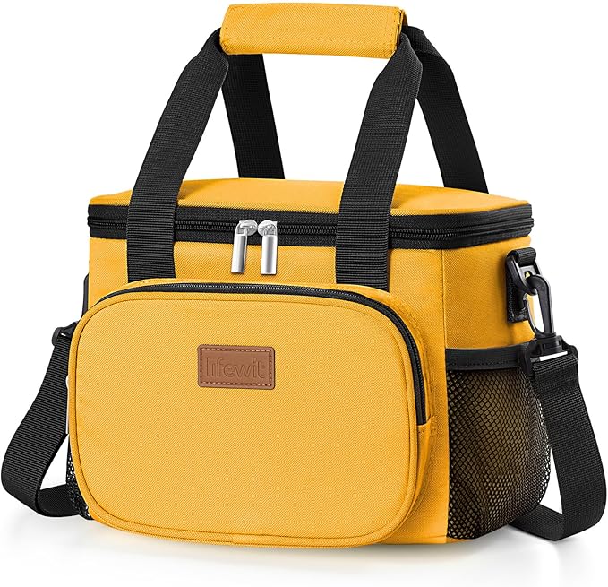 Lifewit Medium Lunch Bag Insulated Lunch Box Soft Cooler Cooling Tote for Adult Men Women, Orange 12-Can (9L)