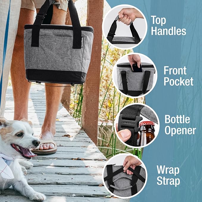CleverMade Collapsible Insulated Cooler Bag – Leakproof Soft Folding Cooler for Beach, Travel, Car