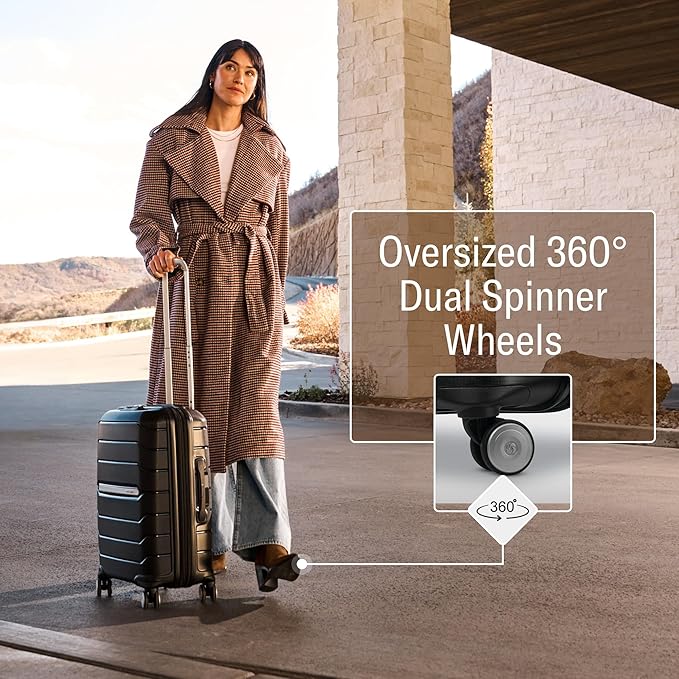 Samsonite Freeform Hardside Carry-On Luggage with Spinner Wheels - Hardshell Suitcase - TSA, Airline-Approved - Expandable Hard Shell, Smooth Rolling Wheels for Lightweight Travel - White/Grey