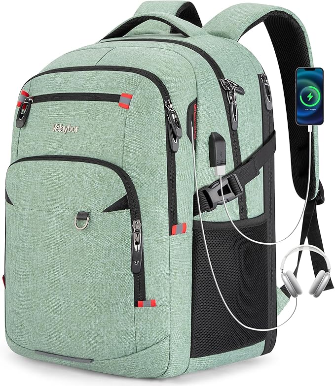 40L Expandable Laptop Backpack, Anti-thief Travel Backpack with USB Charging Port, Airline Approved Business Waterproof Carry on Luggage, Fits 15.6" Laptop for Men Women