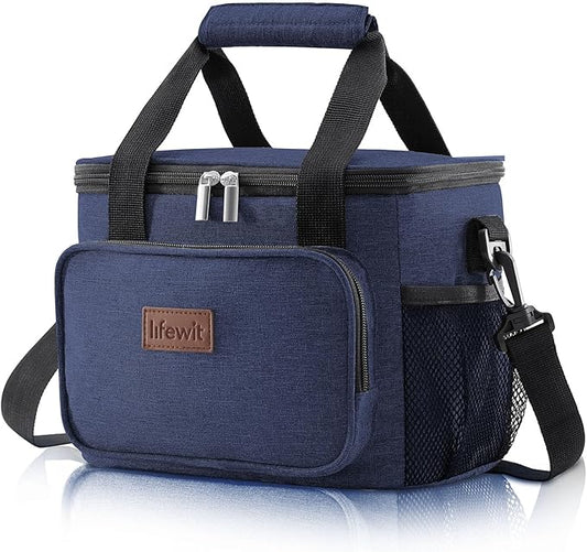 Lifewit Large Lunch Bag Insulated Lunch Box Soft Cooler Cooling Tote for Adult Men Women, Dark Blue 12-Can (9L)