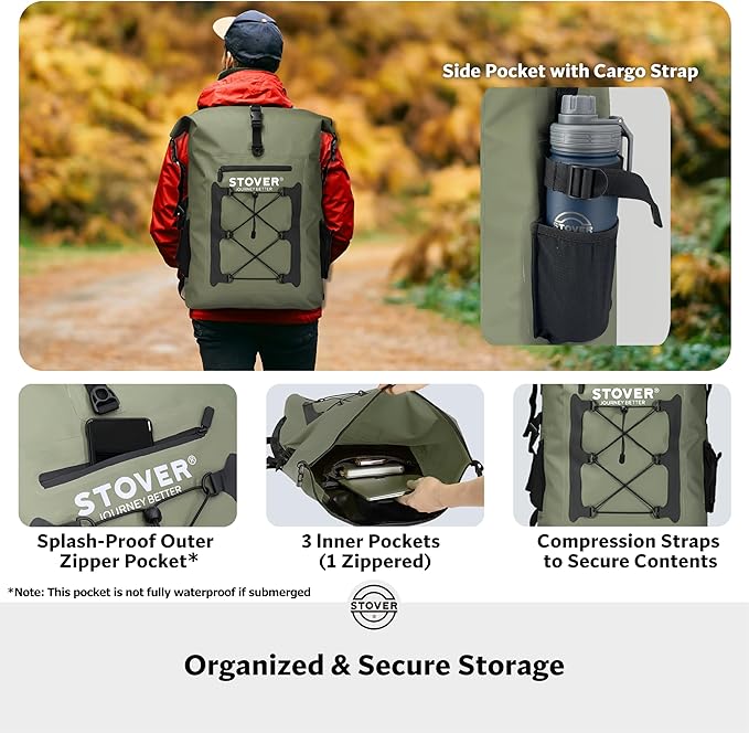 STOVER 5/10/25/30/40/55L Waterproof Backpack- Floating Dry Bag for Kayaking, Travel, Beach, Hiking, & Camping, Men/Women