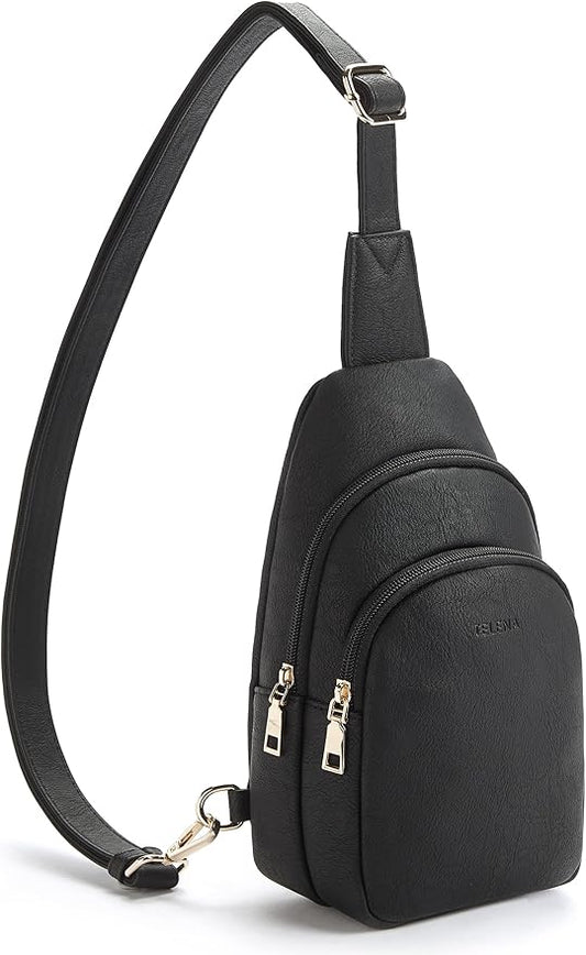 Telena Small Sling Bag for Women Leather Crossbody Fanny Packs Chest Bag for Women