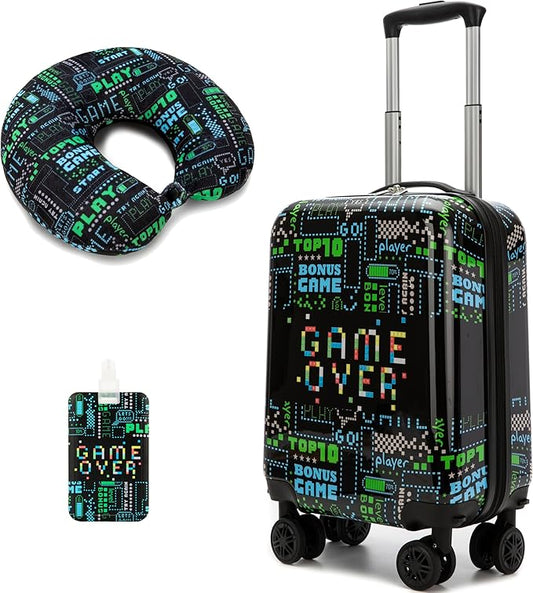 Suitcase for Kids 16inch Car Luggage Set for Boys Travel Suitcase Hard Shell Luggage Sets with Spinner Wheels Carry on Luggage Airline Approved