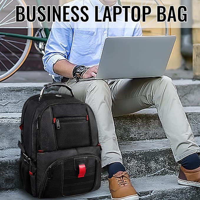 YOREPEK Travel Backpack, Extra Large 50L Laptop Backpacks for Men Women, Water Resistant College Backpacks Airline Approved Business Work Bag with USB Charging Port Fits 17 Inch Computer, Black