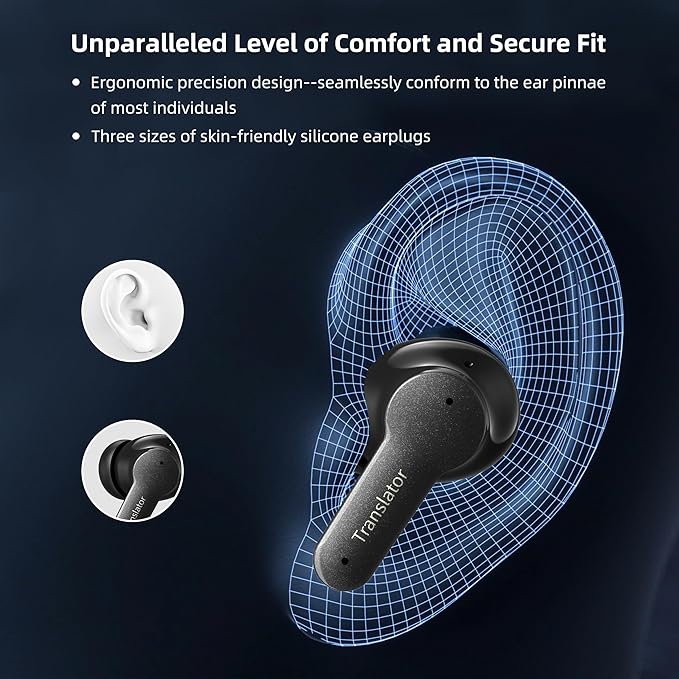 AI Translation Earbuds 3-in-1 Language Translatior Device 144 Languages & Accents Online Translation Real Time Long Battery Life, Suitable for Travel Business Black M3 Online Translation