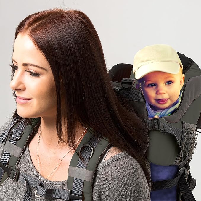 Hiking Baby Carrier Backpack - Comfortable Toddler/Baby Backpack Carrier System with Diaper Change Pad, Insulated Pocket + Rain and Sun Hood to Protect Your Child